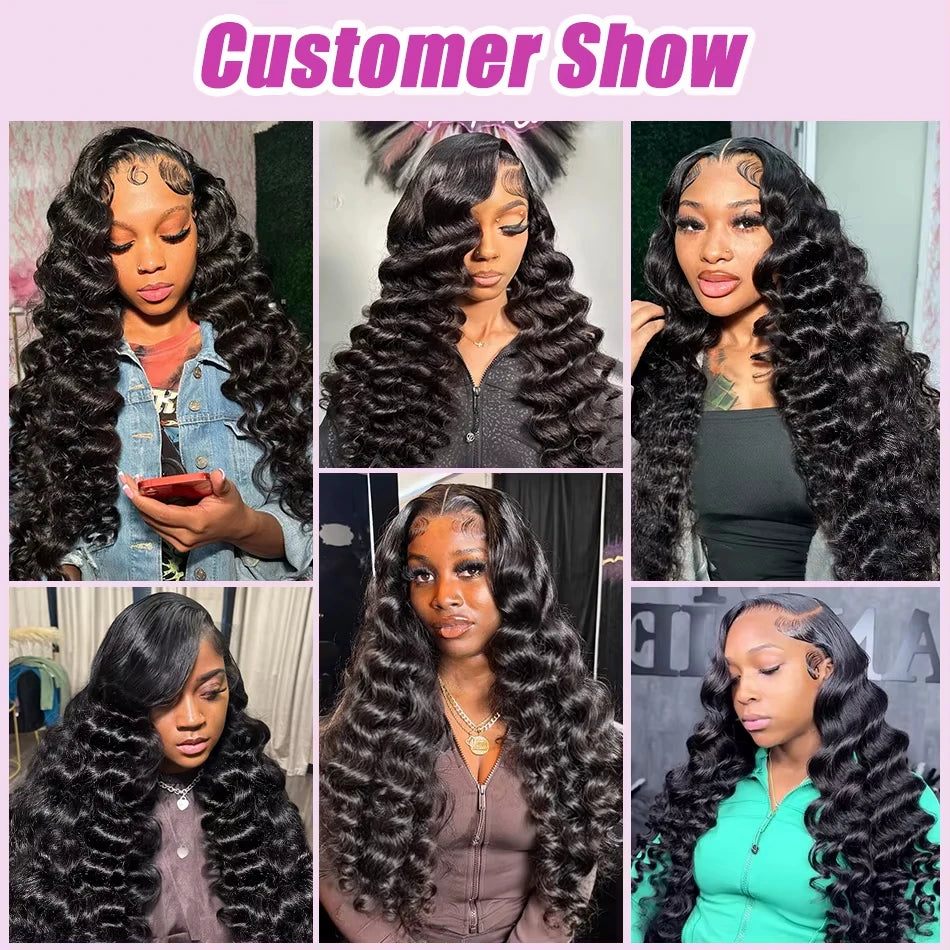 Perruque Loose Deep Wave 30 Pouces – HD Lace Front 13x4 Transparent, Cheveux Brésiliens 180% Densité