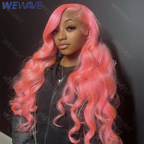 Perruque Rose Clair Loose Body Wave – HD Lace Front 13x6 ou 13x4, 36 Pouces, Cheveux Humains Brésiliens Colorés