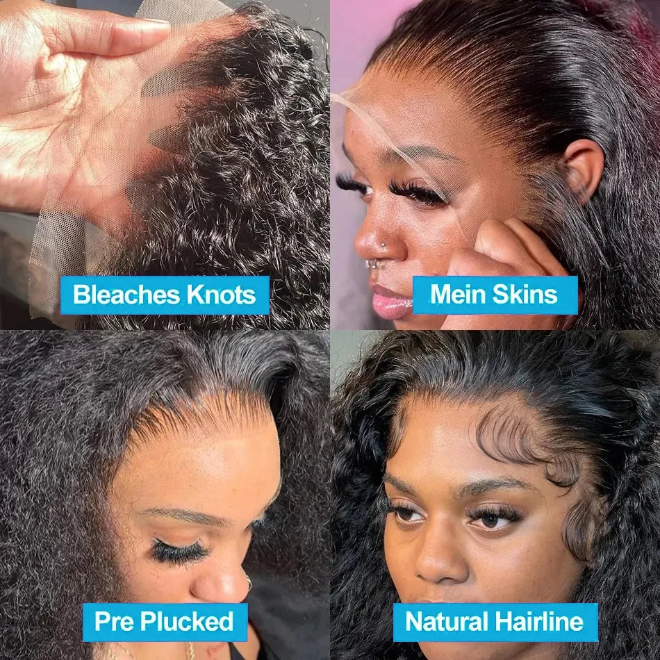 Perruque Bouclée Haute Densité 250% – HD Lace Frontal 13x6 ou 13x4, 30 à 40 Pouces, Water & Deep Wave