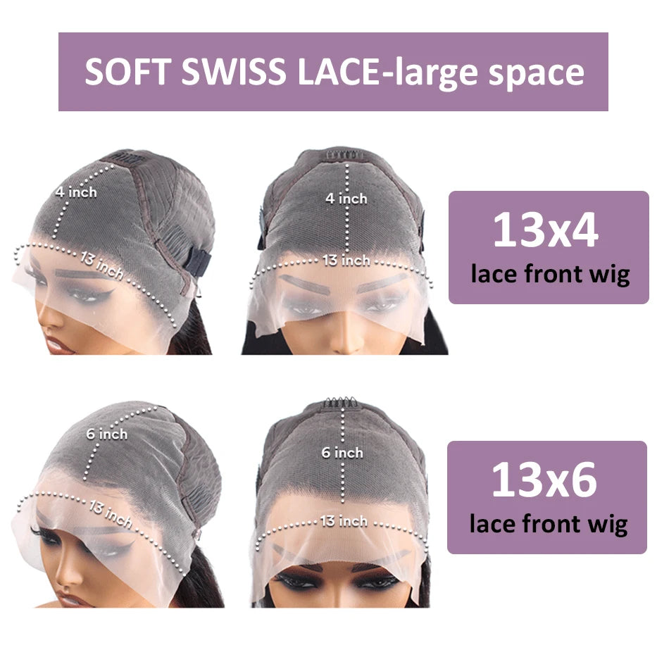 Perruque Body Wave HD Lace 30-40 Pouces – Frontal 13x6 ou 13x4 en Cheveux Humains