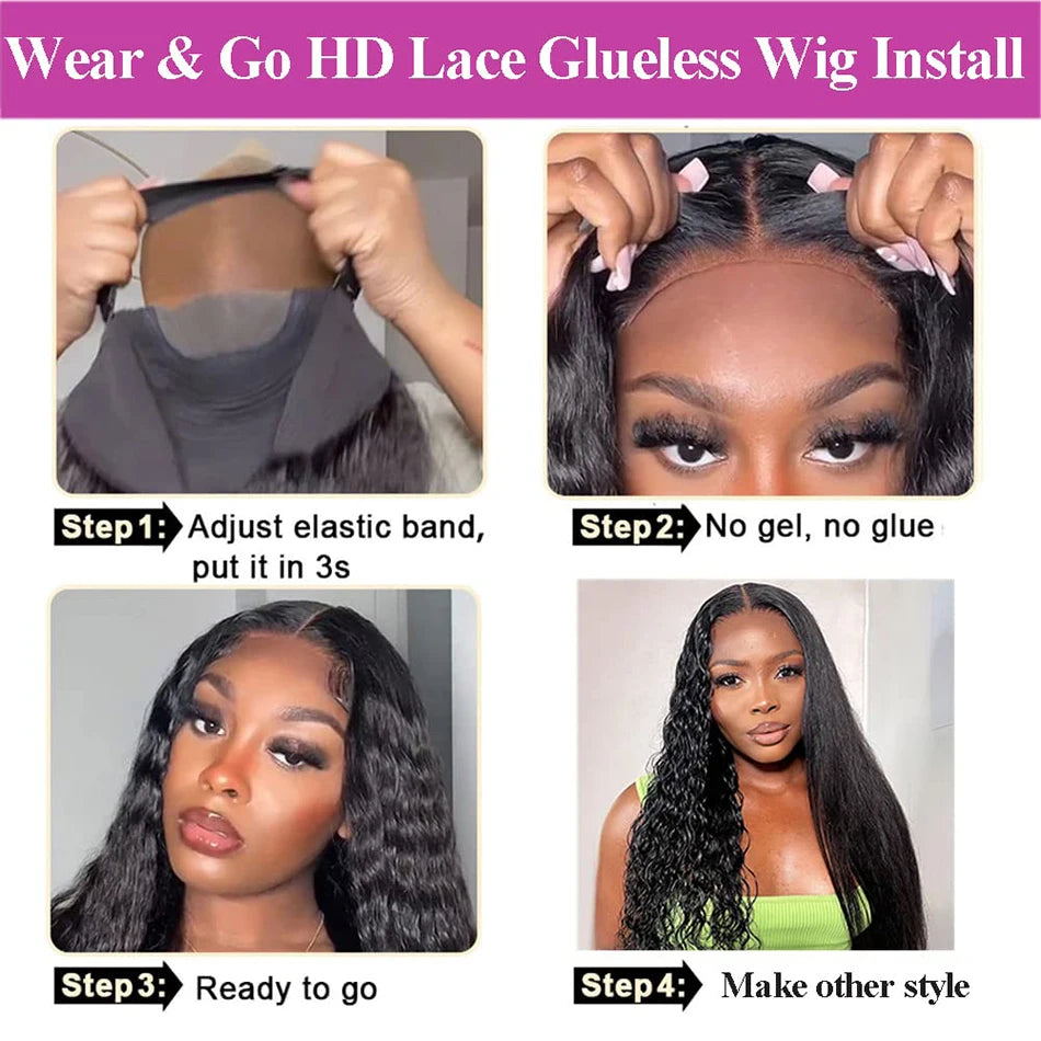 Glueless Human Hair Pre Plucked Wig Ready To Wear 5X5 Pre Cut Curly Bob Wigs 4X4 Water Wave Brazilian Closure Wig For Women