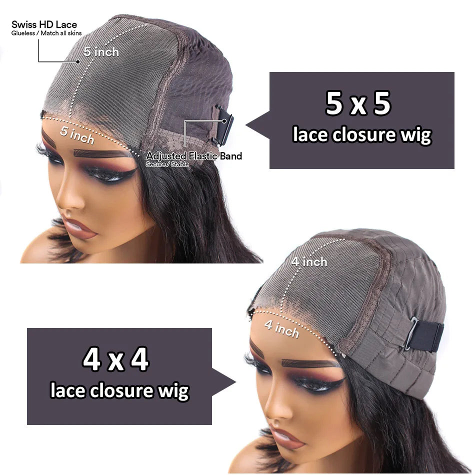Perruque Bob Lisse Courte 10-12 Pouces – Glueless, Closure 5x5 ou 4x4, Cheveux Brésiliens 100% Pré-dégarnis