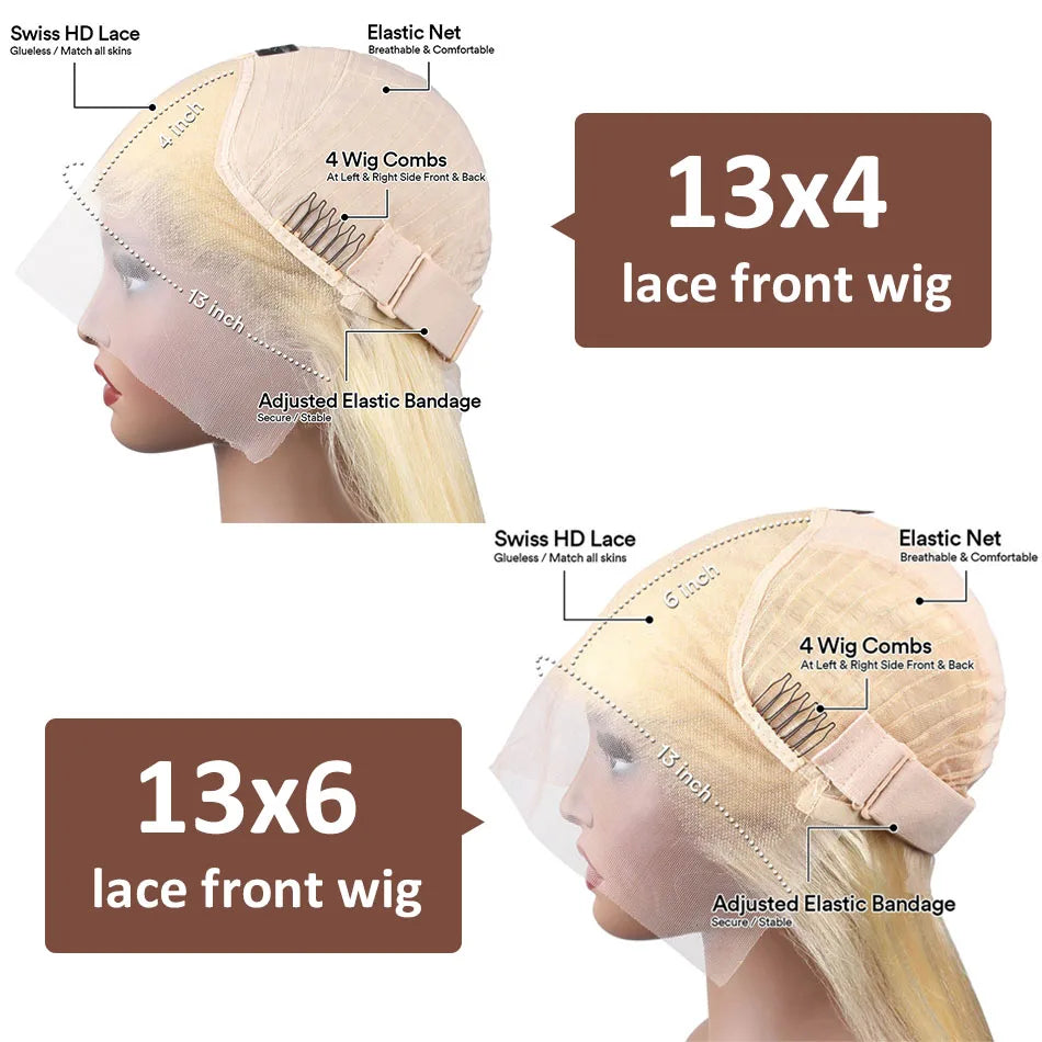 Perruque Lisse Blonde 613 – HD Lace Front 13x6 ou 13x4, Cheveux Humains 100%, Bone Straight