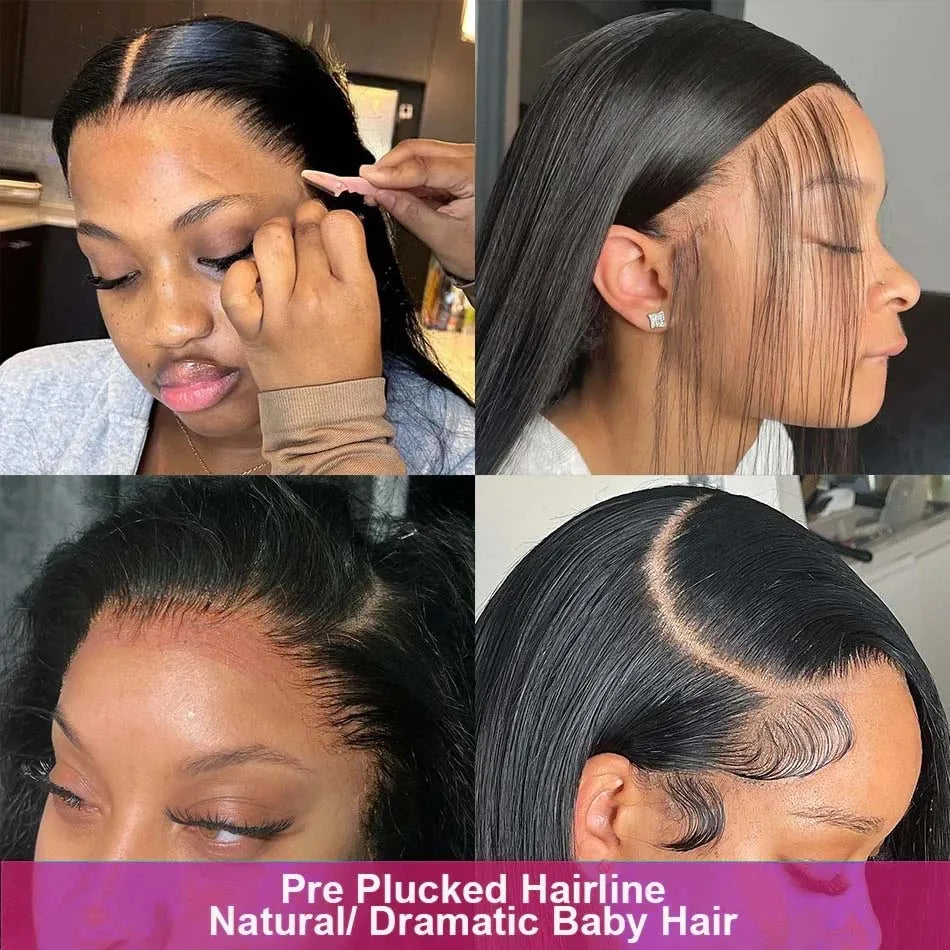 Perruque Lisse Bone Straight 30 à 40 Pouces – 250% Densité, HD Lace Frontal 13x6 ou 13x4, Cheveux Humains Pré-dégarnis