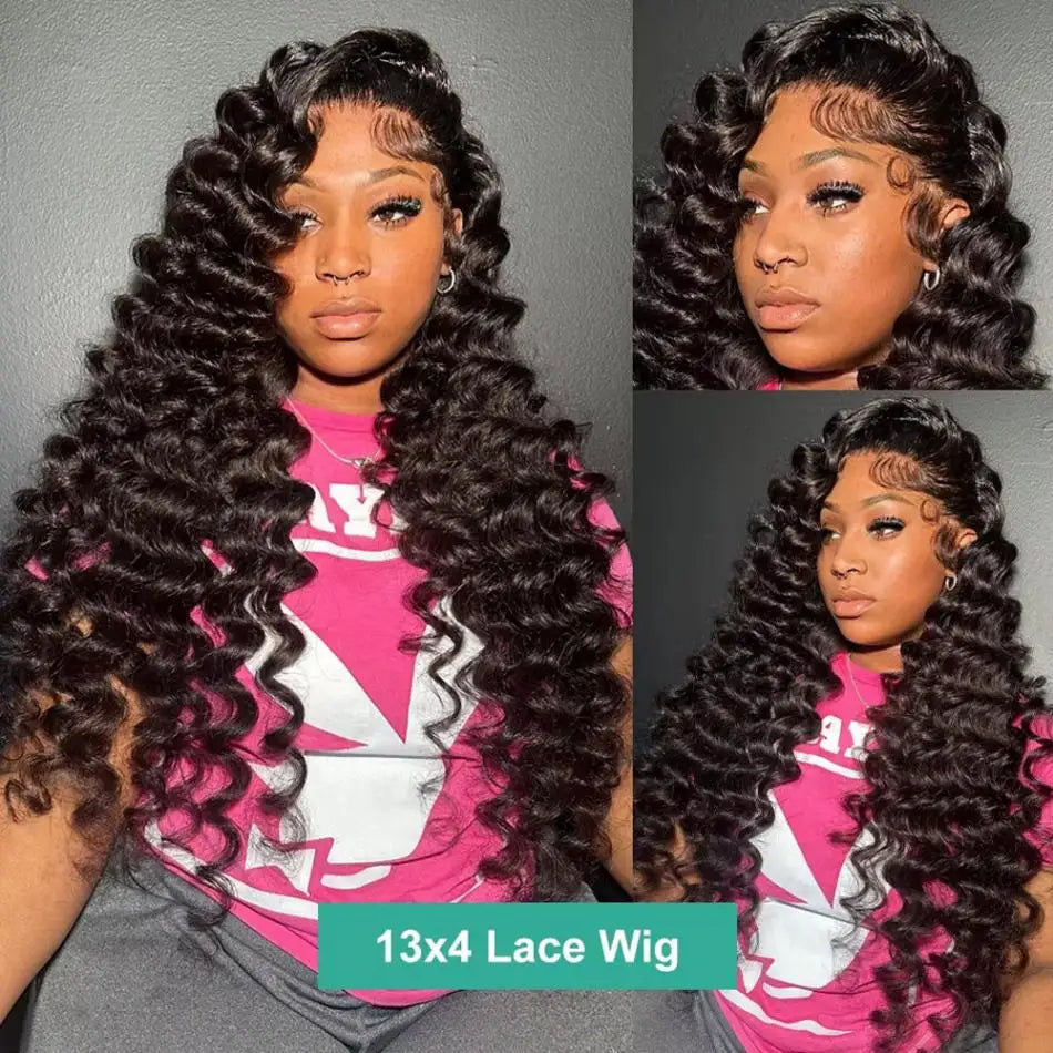 Perruque Loose Deep Wave 40 Pouces – HD Lace Frontal 13x6 ou 13x4, Cheveux Humains Bouclés Naturels Pré-dégarnie