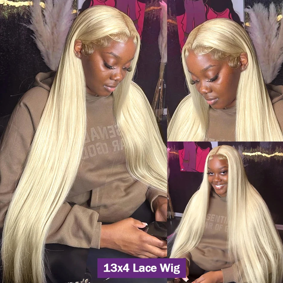 Perruque Lisse Blonde 613 – HD Lace Front 13x6 ou 13x4, Cheveux Humains 100%, Bone Straight