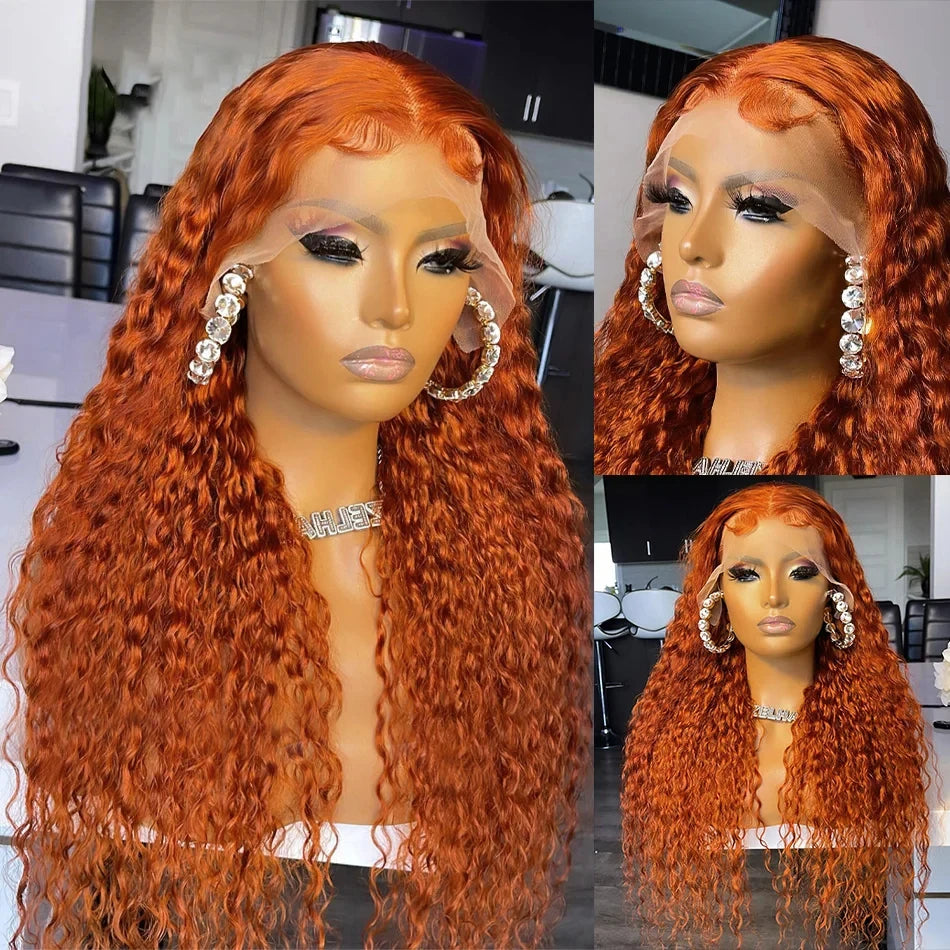 Perruque Bouclée Orange Gingembre – HD Lace Frontal 13x4 ou 13x6, Cheveux Brésiliens Pré-dégarnis