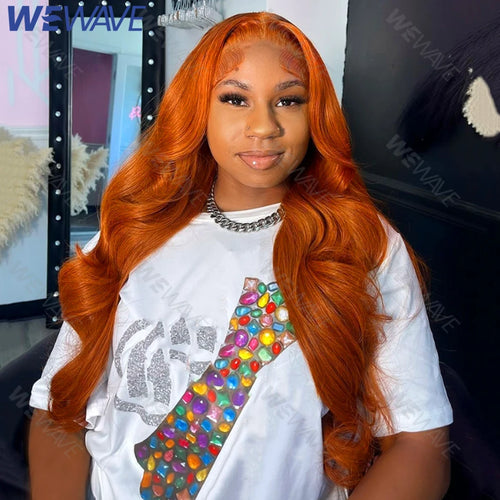 Perruque Body Wave Ginger 30 à 36 Pouces – HD Lace Frontal 13x6 ou 13x4, Cheveux Humains Colorés Pré-dégarni
