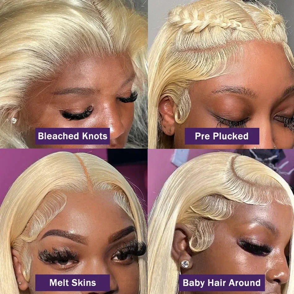 Perruque Lisse Blonde 613 – HD Lace Front 13x6 ou 13x4, Cheveux Humains 100%, Bone Straight