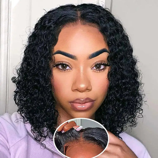 Glueless Human Hair Pre Plucked Wig Ready To Wear 5X5 Pre Cut Curly Bob Wigs 4X4 Water Wave Brazilian Closure Wig For Women