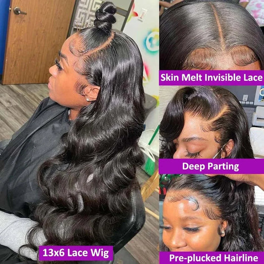 Perruque Body Wave HD Lace 30-40 Pouces – Frontal 13x6 ou 13x4 en Cheveux Humains