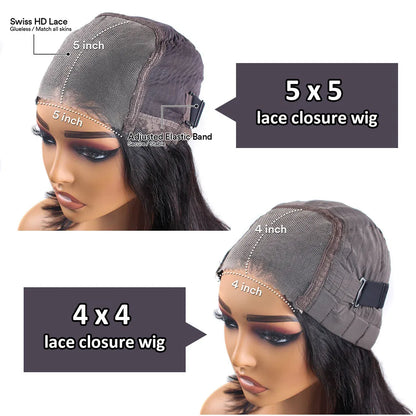 Perruque Bob Lisse Courte 10-12 Pouces – Glueless, Closure 5x5 ou 4x4, Cheveux Brésiliens 100% Pré-dégarnis