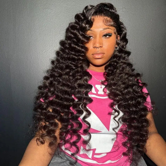 Perruque Loose Deep Wave 40 Pouces – HD Lace Frontal 13x6 ou 13x4, Cheveux Humains Bouclés Naturels Pré-dégarnie
