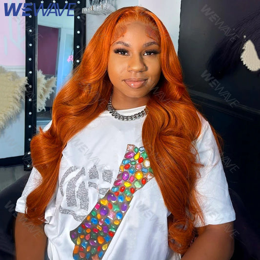 Perruque Body Wave Ginger 30 à 36 Pouces – HD Lace Frontal 13x6 ou 13x4, Cheveux Humains Colorés Pré-dégarni
